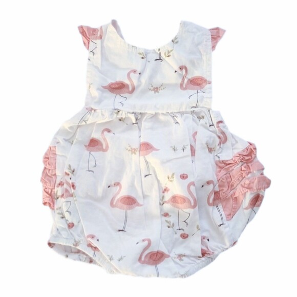 LilCactus Pink Flamingo One Piece Romper sz 3-6M Girls - Picture 1 of 4